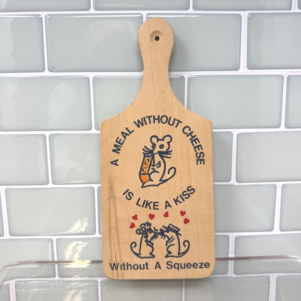 Vintage WASCO Wisconsin Wood Cheese Board "A Meal Without Cheese" Wall Decor